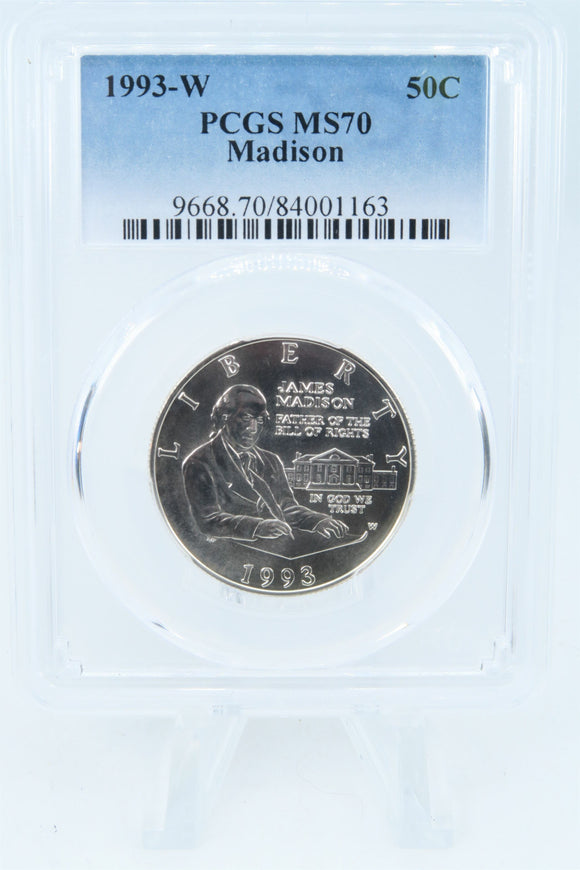 1993-W PCGS MS70 Madison Modern Commemorative Half Dollar 50C