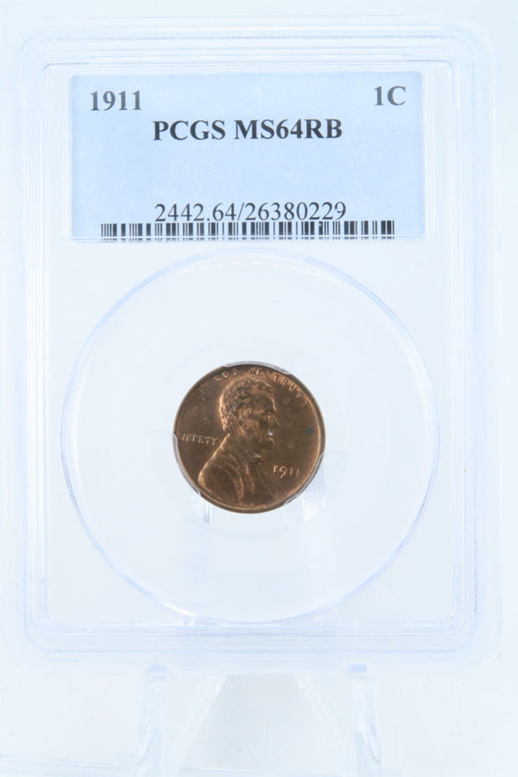 1911-P PCGS MS64RB Lincoln Wheat Cent Business Strike 1C