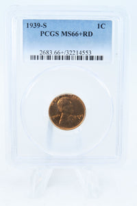 1939-S PCGS MS66+RD Lincoln Wheat Cent Business Strike 1C