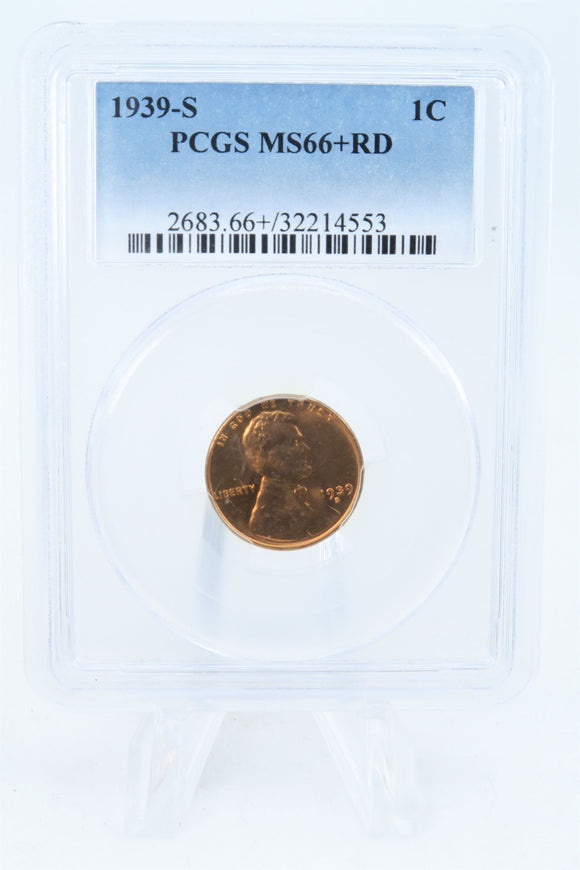 1939-S PCGS MS66+RD Lincoln Wheat Cent Business Strike 1C