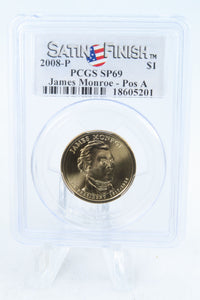 2008-P PCGS SP69 James Monroe Position A Presidential Dollar Satin Finish