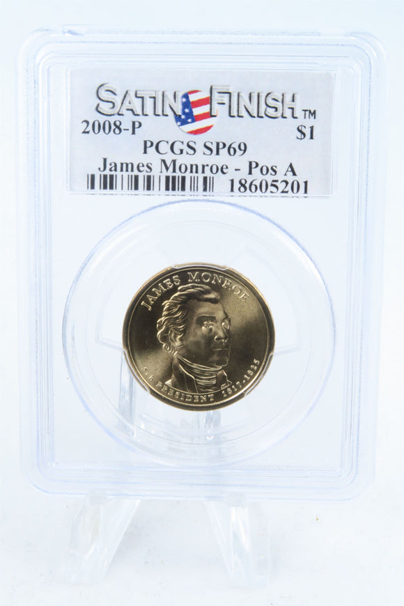 2008-P PCGS SP69 James Monroe Position A Presidential Dollar Satin Finish