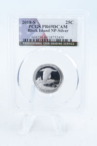 2018-S PCGS PR69DCAM Silver Block Island NP Quarter Proof 25C