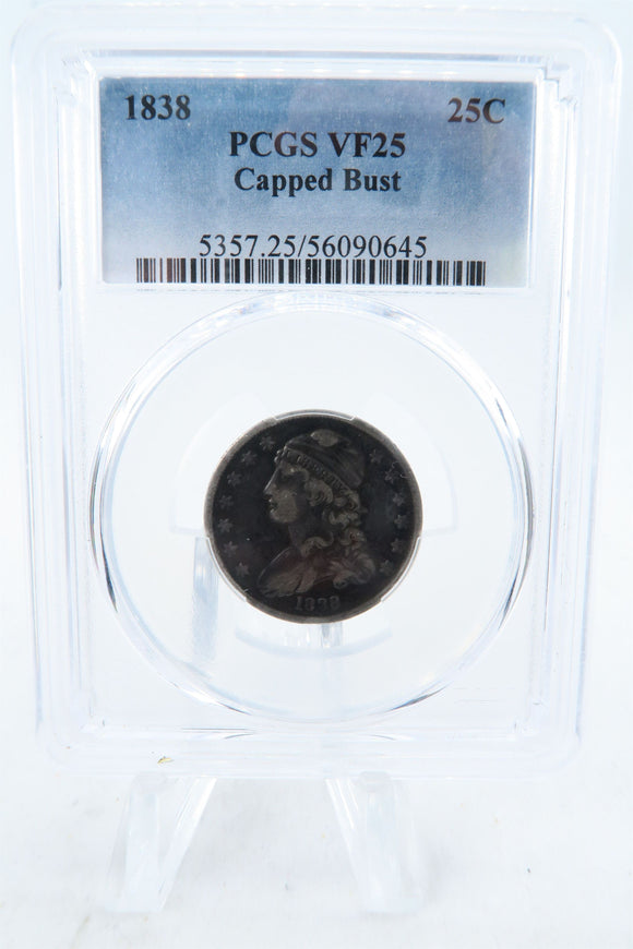 1838-P PCGS VF25 Capped Bust Quarter Business Strike 25C