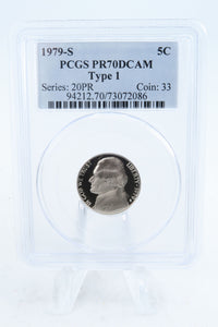 1979-S PCGS PR70DCAM Type 1 Jefferson Nickel Proof 5C