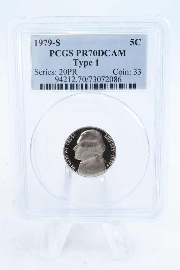 1979-S PCGS PR70DCAM Type 1 Jefferson Nickel Proof 5C