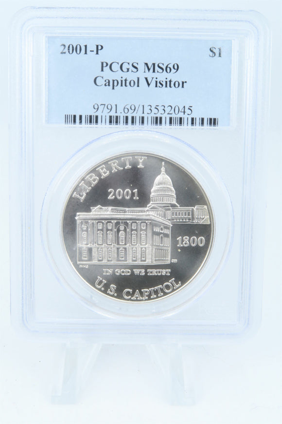 2001-P PCGS MS69 Capitol Visitor Silver Modern Commemorative Dollar