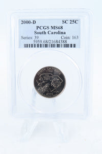2000-D PCGS MS68 South Carolina State Quarter Business Strike 25C