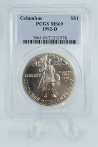 1992-D PCGS MS69 Columbus Commemorative Silver Dollar Business Strike