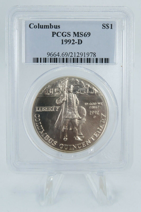 1992-D PCGS MS69 Columbus Commemorative Silver Dollar Business Strike