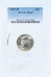 1947-D PCGS MS67 Washington Quarter Business Strike 25C