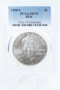 1998-S PCGS MS70 RFK Silver Modern Commemorative Dollar