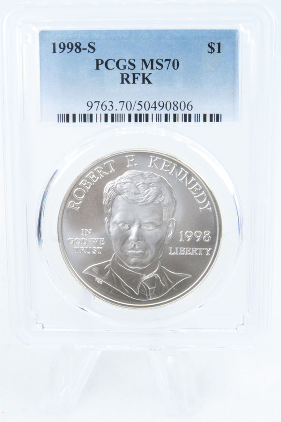 1998-S PCGS MS70 RFK Silver Modern Commemorative Dollar