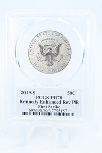 2019-S PCGS PR70 Enhanced Reverse Proof Kennedy Half Dollar 50C