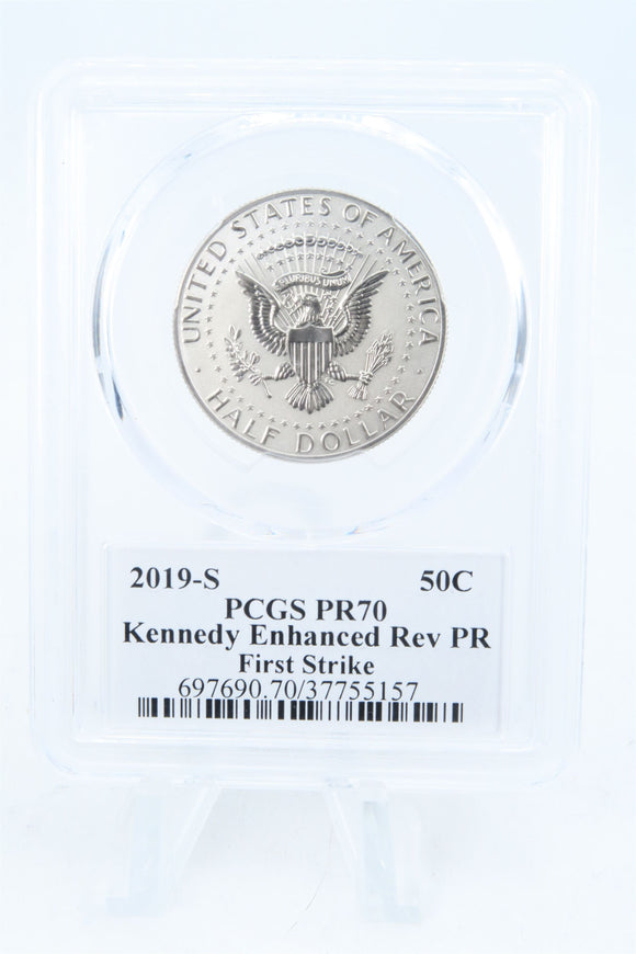 2019-S PCGS PR70 Enhanced Reverse Proof Kennedy Half Dollar 50C