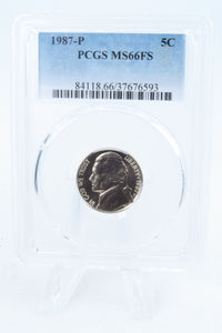 1987-P PCGS MS66FS Jefferson Nickel Full Steps Business Strike 5C