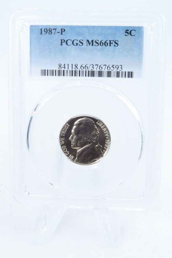 1987-P PCGS MS66FS Jefferson Nickel Full Steps Business Strike 5C