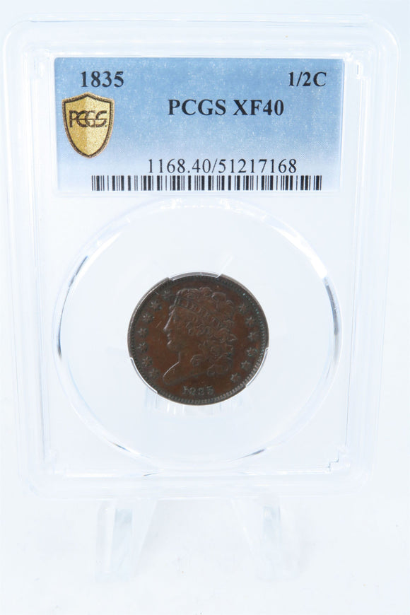 1835-P PCGS XF40BN Classic Head Half Cent Business Strike