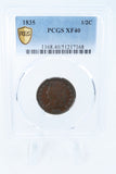 1835-P PCGS XF40BN Classic Head Half Cent Business Strike