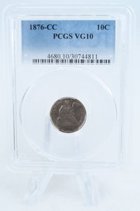 1876-CC PCGS VG10 Liberty Seated Dime Business Strike 10C
