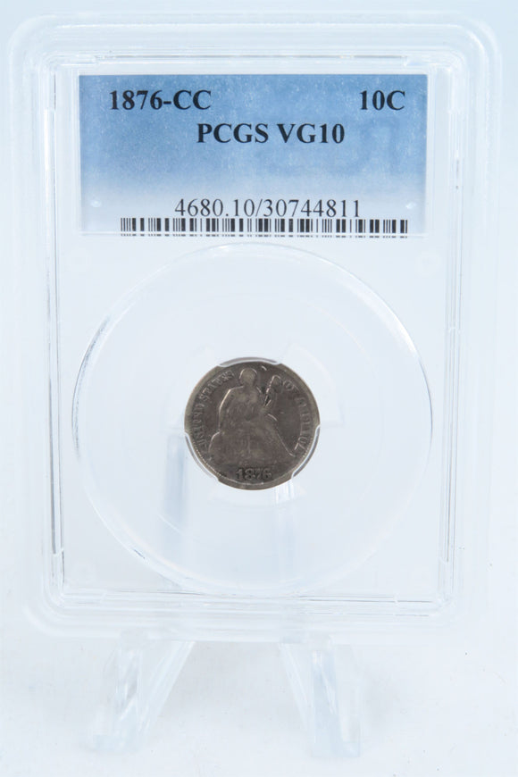 1876-CC PCGS VG10 Liberty Seated Dime Business Strike 10C