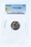1951-D PCGS MS67 Jefferson Nickel Business Strike 5C