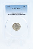 1938-P PCGS MS67 Mercury Dime Business Strike 10C