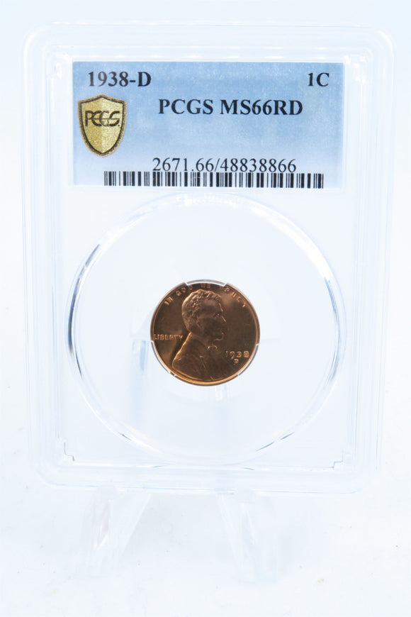 1938-D PCGS MS66RD Lincoln Wheat Cent Business Strike 1C