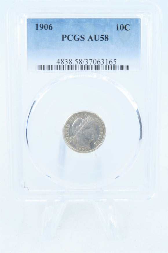 1906-P PCGS AU58 Barber Dime Business Strike 10C