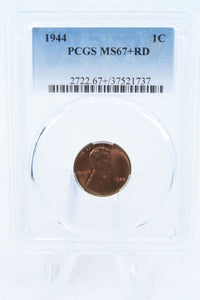 1944-P PCGS MS67+RD Lincoln Wheat Cent Business Strike 1C