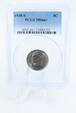 1938-S PCGS MS66+ Jefferson Nickel Business Strike 5C