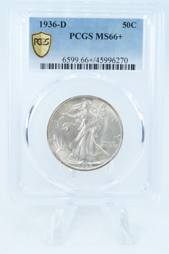 1936-D PCGS MS66+ Walking Liberty Half Dollar Business Strike 50C