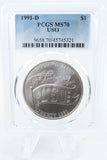 1991-D PCGS MS70 USO Silver Modern Commemorative Dollar