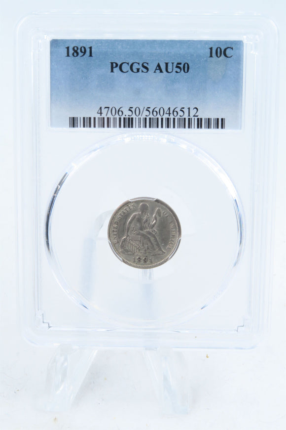 1891-P PCGS AU50 Liberty Seated Dime Business Strike 10C