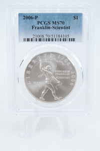 2006-P PCGS MS70 Franklin-Scientist Silver Modern Commemorative Dollar