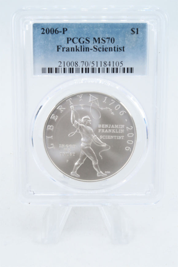 2006-P PCGS MS70 Franklin-Scientist Silver Modern Commemorative Dollar