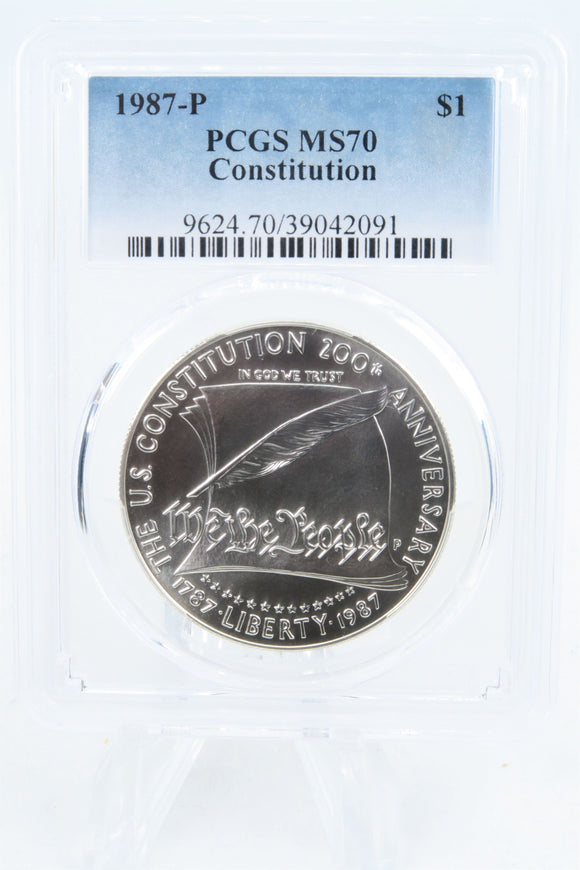 1987-P PCGS MS70 Constitution Silver Modern Commemorative Dollar