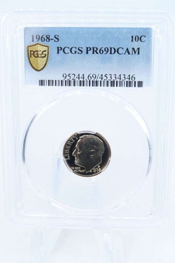 1968-S PCGS PR69DCAM Roosevelt Dime Proof 10C