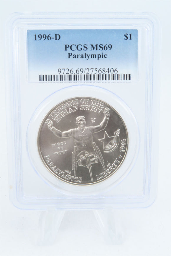 1996-D PCGS MS69 Paralympic Silver Modern Commemorative Dollar