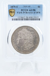 1879-S PCGS AU58 VAM 39 Reverse Of 1878 Morgan Dollar Business Strike