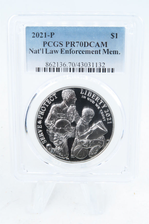 2021-P PCGS PR70DCAM National Law Enforcement Memorial Commemorative Proof