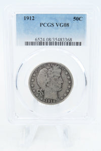 1912-P PCGS VG08 Barber Half Dollar Business Strike 50C