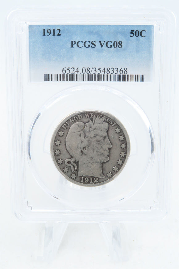 1912-P PCGS VG08 Barber Half Dollar Business Strike 50C