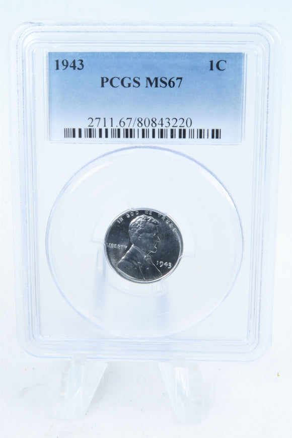 1943-P PCGS MS67 Steel Lincoln Wheat Cent Business Strike 1C