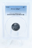 1943-P PCGS MS67 Steel Lincoln Wheat Cent Business Strike 1C