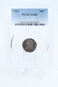 1827-P PCGS AG03 Capped Bust Dime Business Strike 10C