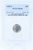 1955-S PCGS MS66 Roosevelt Dime Business Strike 10C