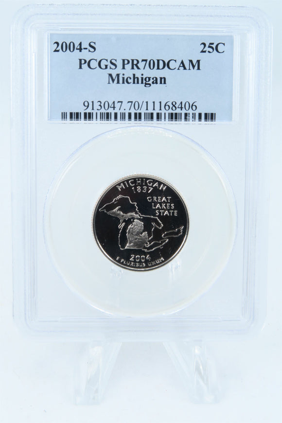 2004-S PCGS PR70DCAM Michigan State Quarter Proof 25C