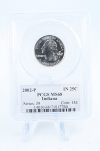 2002-P PCGS MS68 Indiana State Quarter Business Strike 25C