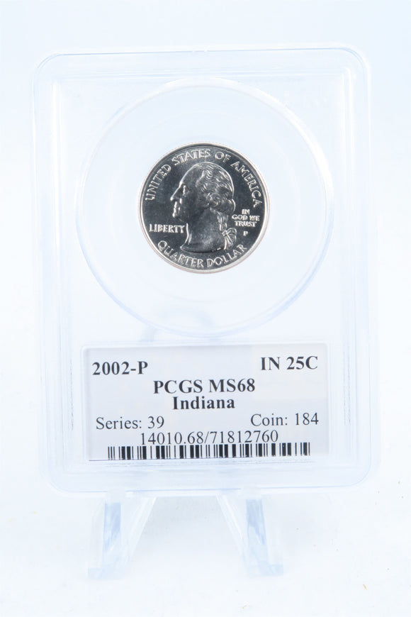 2002-P PCGS MS68 Indiana State Quarter Business Strike 25C